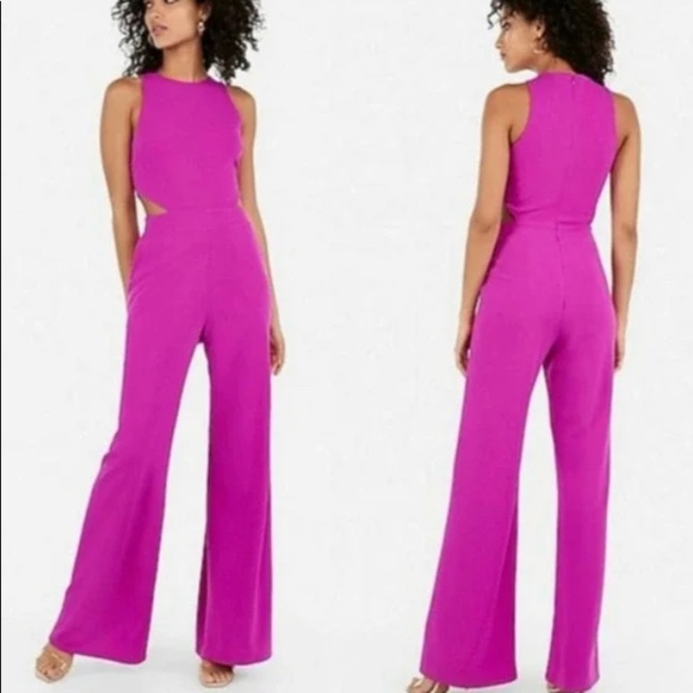 Express Cut-Out Side Jumpsuit Fuchsia Pink